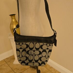 Coach Black and Gray Signature Shoulder Bag